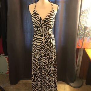 H&M Zebra Print Maxi Halter Dress